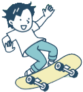 スケボーをする子どものイラスト